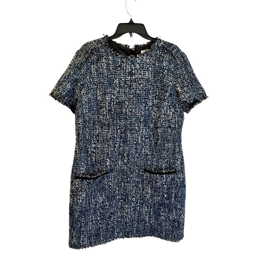 L.K. Bennett London Dress Edelle Tweed Shift Blue Black Size 14 US‎ Twee Office